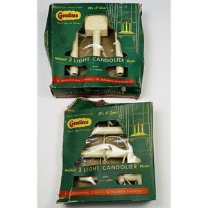 VTG Lot 2 GEMLITES Plastic 3 Light CANDOLIER Candelabra Christmas Decor NO BULBS